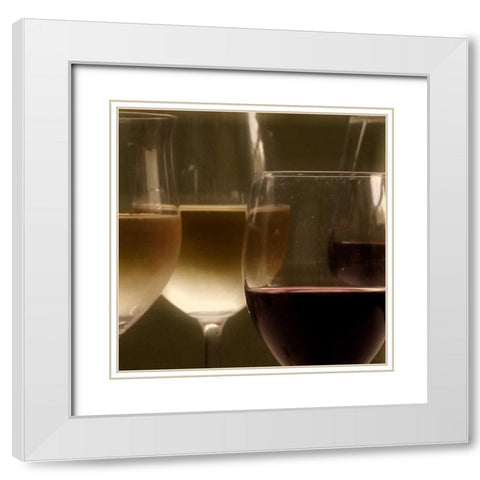 Wine Glasses White Modern Wood Framed Art Print with Double Matting by Peck, Gail