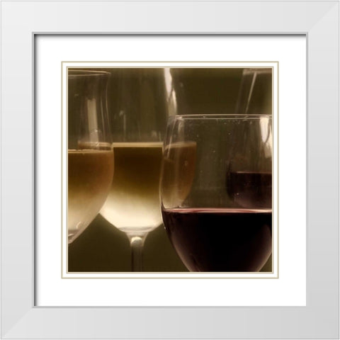 Wine Glasses White Modern Wood Framed Art Print with Double Matting by Peck, Gail
