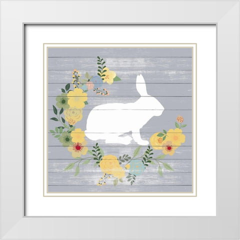 Bunny White Modern Wood Framed Art Print with Double Matting by SD Graphics Studio