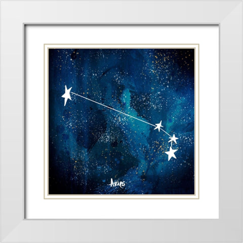 Aries White Modern Wood Framed Art Print with Double Matting by Papa, Kat