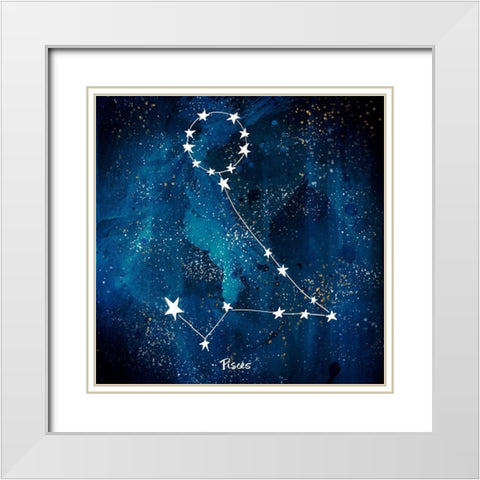 Pisces White Modern Wood Framed Art Print with Double Matting by Papa, Kat