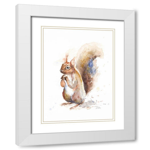 Squirrel White Modern Wood Framed Art Print with Double Matting by Pinto, Patricia