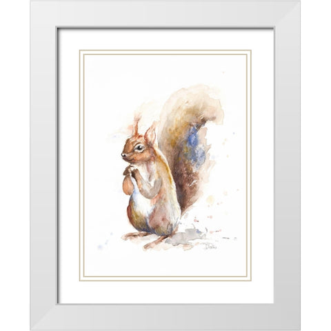 Squirrel White Modern Wood Framed Art Print with Double Matting by Pinto, Patricia