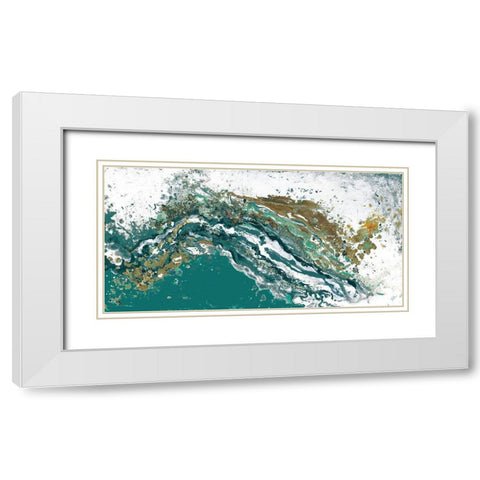 Turquoise Turbulence White Modern Wood Framed Art Print with Double Matting by Pinto, Patricia