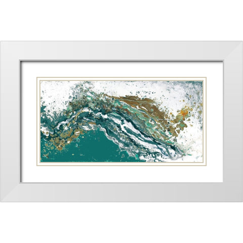 Turquoise Turbulence White Modern Wood Framed Art Print with Double Matting by Pinto, Patricia