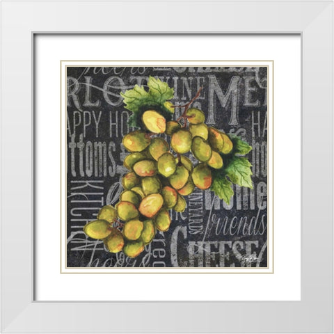 Wine Grapes I White Modern Wood Framed Art Print with Double Matting by Baker, Mary Beth