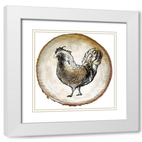 Barnyard Coop Circle I White Modern Wood Framed Art Print with Double Matting by Diannart