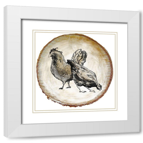 Barnyard Coop Circle V White Modern Wood Framed Art Print with Double Matting by Diannart