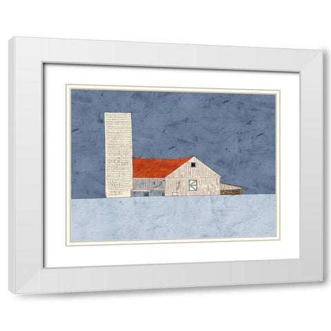 Barn and Silo White Modern Wood Framed Art Print with Double Matting by Mabat, Ynon