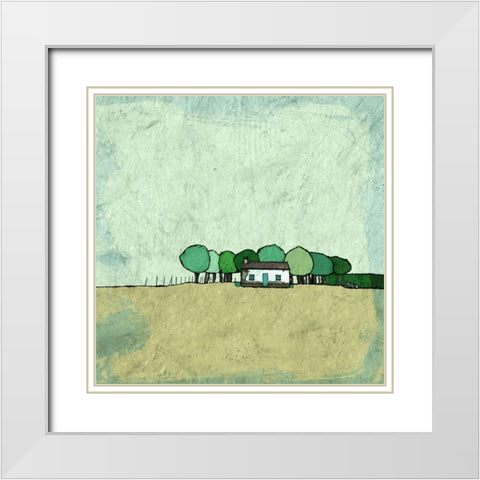 Farmhouse on the Edge White Modern Wood Framed Art Print with Double Matting by Mabat, Ynon