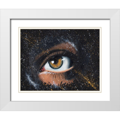 Space Eye White Modern Wood Framed Art Print with Double Matting by Bucheli, Amaya
