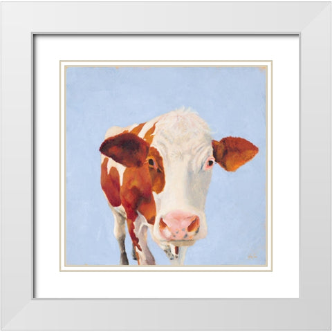 Cow Self Portrait White Modern Wood Framed Art Print with Double Matting by Green, Jenny