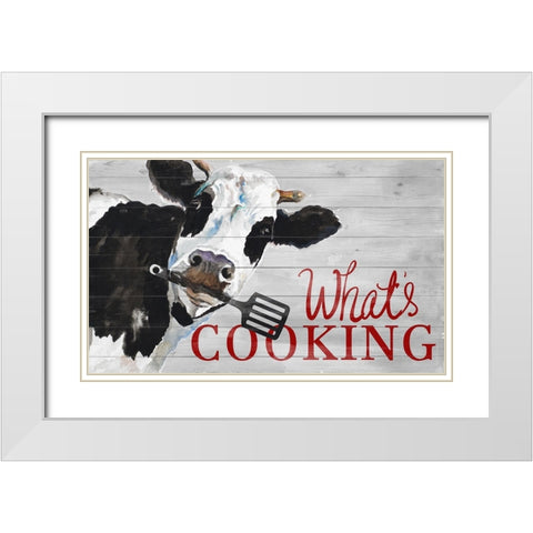 Whats Cooking White Modern Wood Framed Art Print with Double Matting by Pinto, Patricia