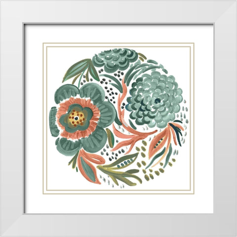 Peachy Matisse Florals II White Modern Wood Framed Art Print with Double Matting by Del Sol, Ani