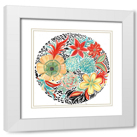 Bright Floral Matisse Circle II White Modern Wood Framed Art Print with Double Matting by Del Sol, Ani