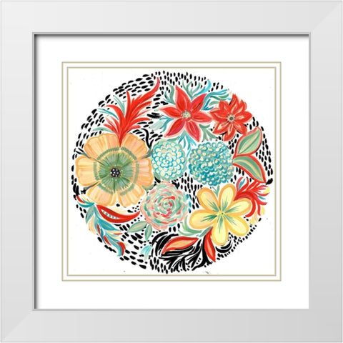Bright Floral Matisse Circle II White Modern Wood Framed Art Print with Double Matting by Del Sol, Ani