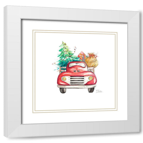 Christmas Tree Haul II White Modern Wood Framed Art Print with Double Matting by Pinto, Patricia