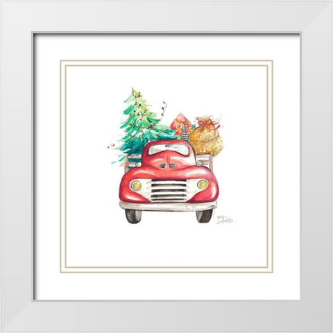 Christmas Tree Haul II White Modern Wood Framed Art Print with Double Matting by Pinto, Patricia