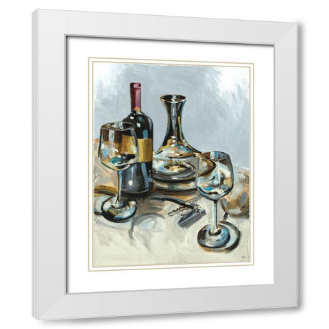 Wine with Dinner II White Modern Wood Framed Art Print with Double Matting by French-Roussia, Heather A.