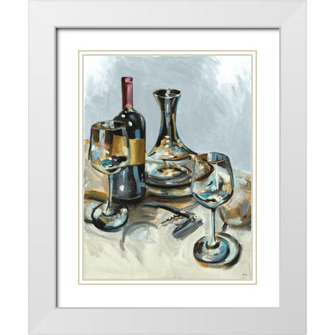 Wine with Dinner II White Modern Wood Framed Art Print with Double Matting by French-Roussia, Heather A.