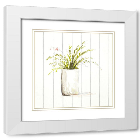 Ramitas I White Modern Wood Framed Art Print with Double Matting by Pinto, Patricia