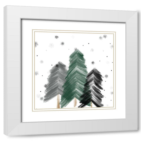Nordic Christmas White Modern Wood Framed Art Print with Double Matting by Quach, Anna