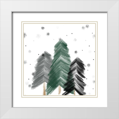 Nordic Christmas White Modern Wood Framed Art Print with Double Matting by Quach, Anna