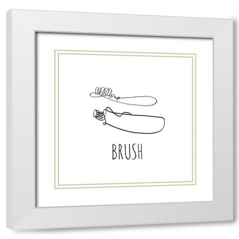 Brush White Modern Wood Framed Art Print with Double Matting by Quach, Anna