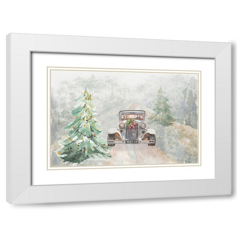Old Time Road at Christmas White Modern Wood Framed Art Print with Double Matting by Pinto, Patricia
