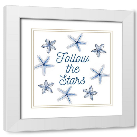 Follow The Stars White Modern Wood Framed Art Print with Double Matting by Loreth, lanie