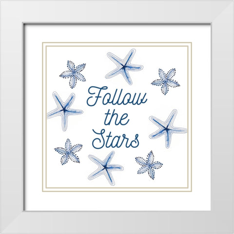 Follow The Stars White Modern Wood Framed Art Print with Double Matting by Loreth, lanie