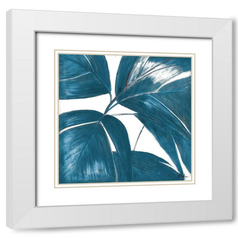 La Palmera in Turquoise I White Modern Wood Framed Art Print with Double Matting by Pinto, Patricia