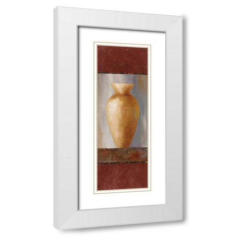Rustic Gold Flower Vase I White Modern Wood Framed Art Print with Double Matting by Loreth, Lanie