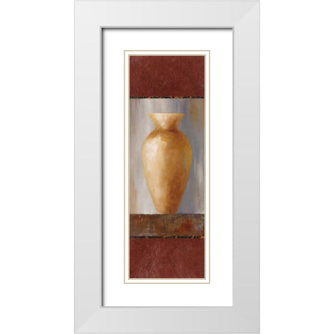 Rustic Gold Flower Vase I White Modern Wood Framed Art Print with Double Matting by Loreth, Lanie
