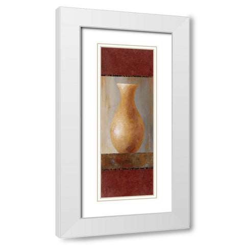 Rustic Gold Flower Vase II White Modern Wood Framed Art Print with Double Matting by Loreth, Lanie