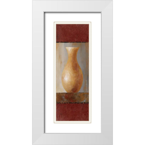 Rustic Gold Flower Vase II White Modern Wood Framed Art Print with Double Matting by Loreth, Lanie