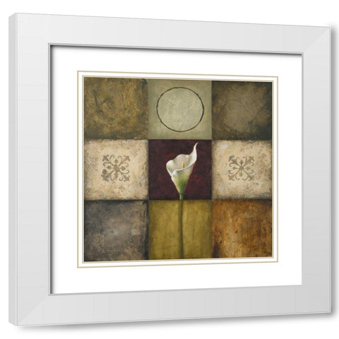 Flourish I White Modern Wood Framed Art Print with Double Matting by Marcon, Michael