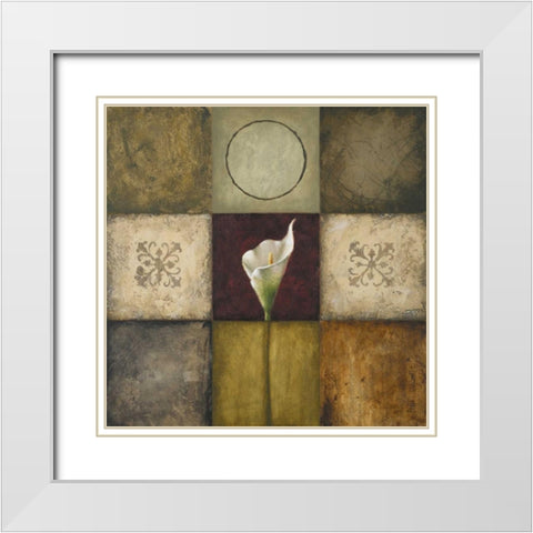Flourish I White Modern Wood Framed Art Print with Double Matting by Marcon, Michael