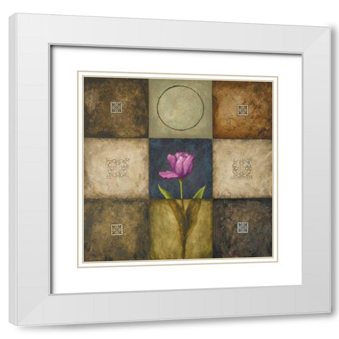 Flourish II White Modern Wood Framed Art Print with Double Matting by Marcon, Michael