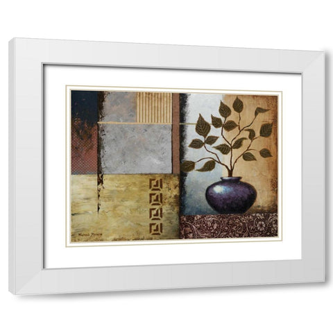 Plum Vase White Modern Wood Framed Art Print with Double Matting by Marcon, Michael
