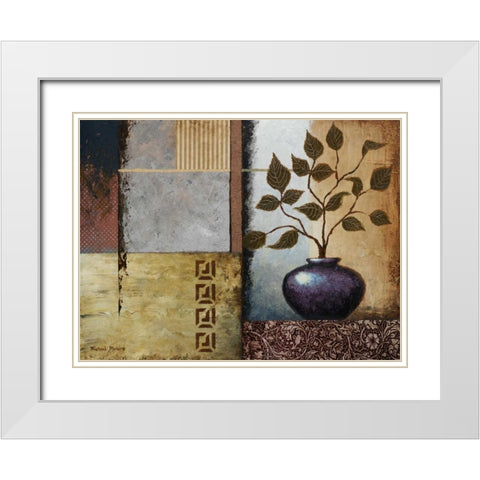 Plum Vase White Modern Wood Framed Art Print with Double Matting by Marcon, Michael