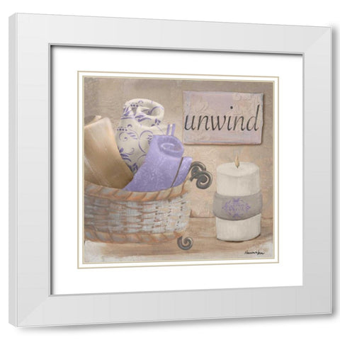 Lavender Bath I White Modern Wood Framed Art Print with Double Matting by Hakimipour-Ritter