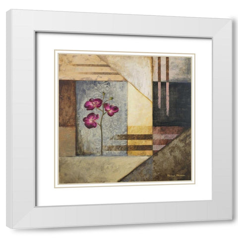 Orchids and Shapes II White Modern Wood Framed Art Print with Double Matting by Marcon, Michael