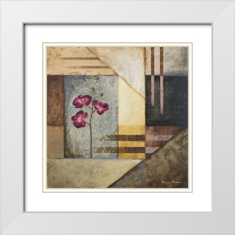 Orchids and Shapes II White Modern Wood Framed Art Print with Double Matting by Marcon, Michael