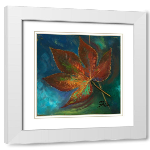 Blue Leaf II White Modern Wood Framed Art Print with Double Matting by Pinto, Patricia