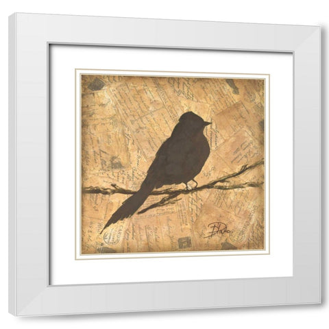 Bird Silhouette I White Modern Wood Framed Art Print with Double Matting by Pinto, Patricia