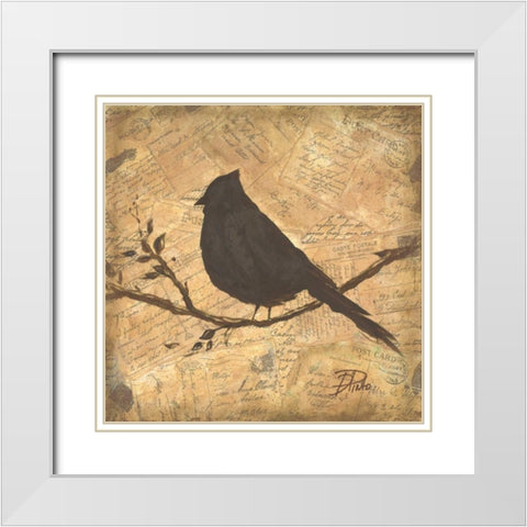 Bird Silhouette II White Modern Wood Framed Art Print with Double Matting by Pinto, Patricia