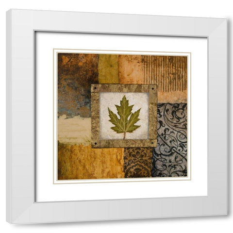 Fallen Leaf II - green White Modern Wood Framed Art Print with Double Matting by Marcon, Michael