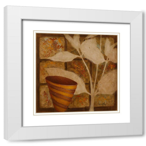 Little Striped Vase II White Modern Wood Framed Art Print with Double Matting by Loreth, Lanie