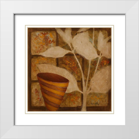 Little Striped Vase II White Modern Wood Framed Art Print with Double Matting by Loreth, Lanie